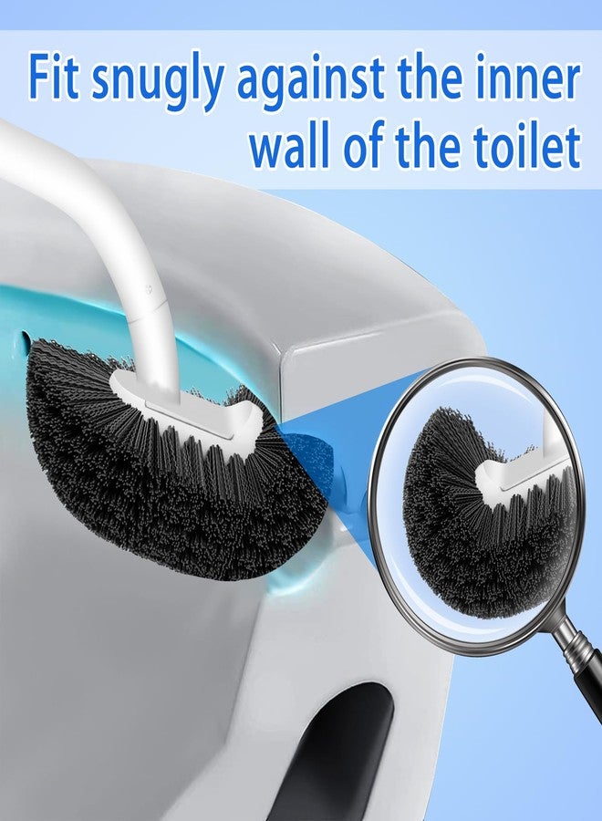 AONEZ Toilet Bowl Brush and Holder, Curved Toilet Brush for Deep Cleaning Under Rim with Stainless Steel Handle for Toilet Cleaner Brush- White - Image 4