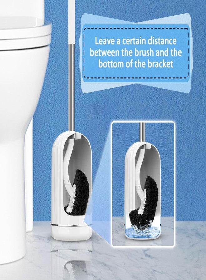 AONEZ Toilet Bowl Brush and Holder, Curved Toilet Brush for Deep Cleaning Under Rim with Stainless Steel Handle for Toilet Cleaner Brush- White - Image 5