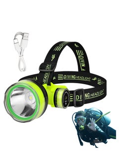 ZLH HITY LED Diving Headlamp, Waterproof Bright LED Diving Flashlight, 2 Light Modes Scuba Diving Headlight, Rechargeable Forehead Scuba Diving Light  - Image 1