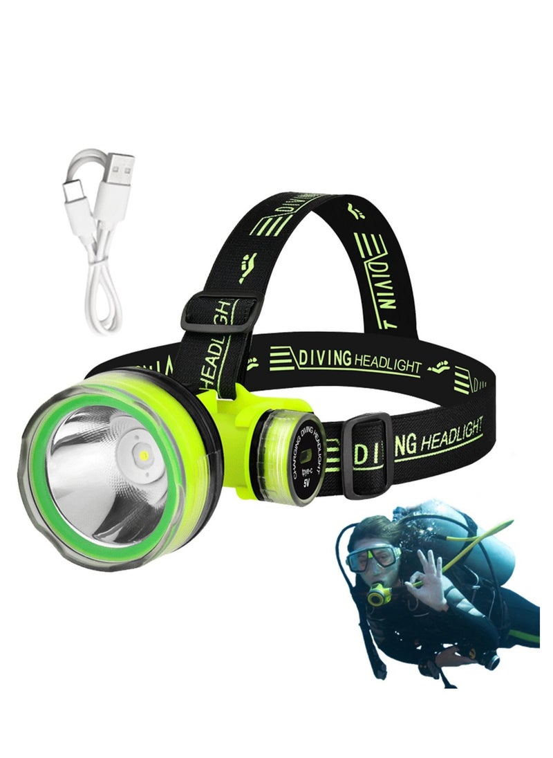ZLH HITY - LED Diving Headlamp, Waterproof Bright LED Diving Flashlight, 2 Light Modes Scuba Diving Headlight, Rechargeable Forehead Scuba Diving Light - Image 1