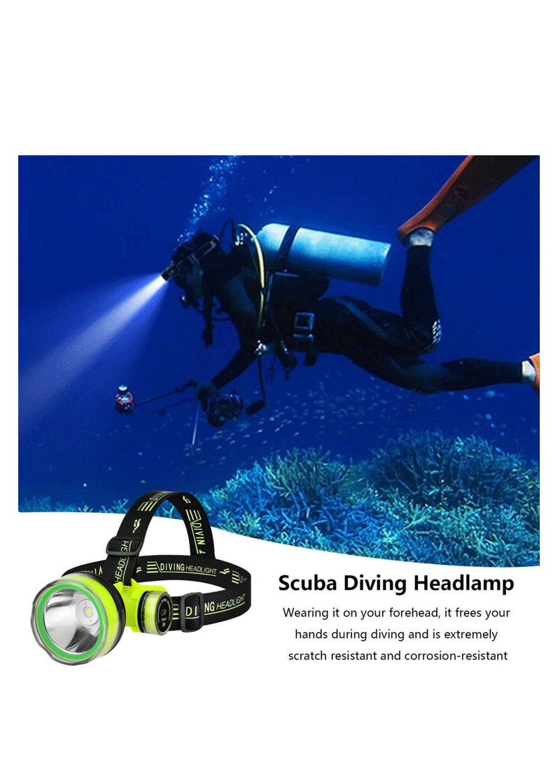 ZLH HITY - LED Diving Headlamp, Waterproof Bright LED Diving Flashlight, 2 Light Modes Scuba Diving Headlight, Rechargeable Forehead Scuba Diving Light - Image 1