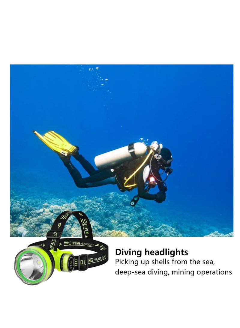 ZLH HITY - LED Diving Headlamp, Waterproof Bright LED Diving Flashlight, 2 Light Modes Scuba Diving Headlight, Rechargeable Forehead Scuba Diving Light - Image 1