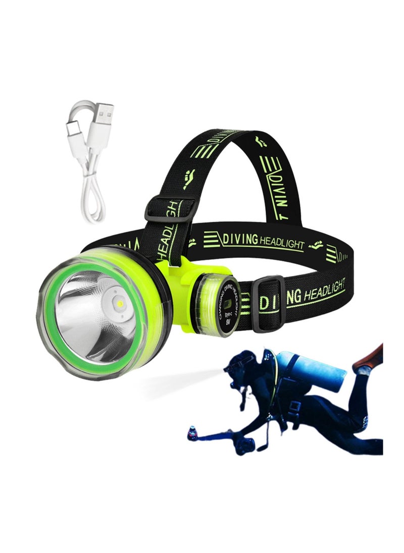ZLH HITY - LED Diving Headlamp, Waterproof Bright LED Diving Flashlight, 2 Light Modes Scuba Diving Headlight, Rechargeable Forehead Scuba Diving Light - Image 1