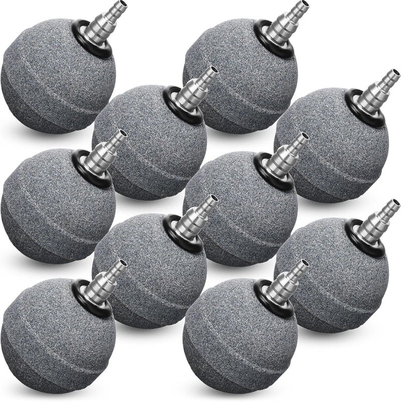 Reginary 10 Pieces Aquarium Air Stones 2 Inch Air Stone for Pond Hydroponics Ball Bubbler Oxygen Diffuser for Pump Fish Tank Bucket and DWC Reservoirs Gray - Image 1