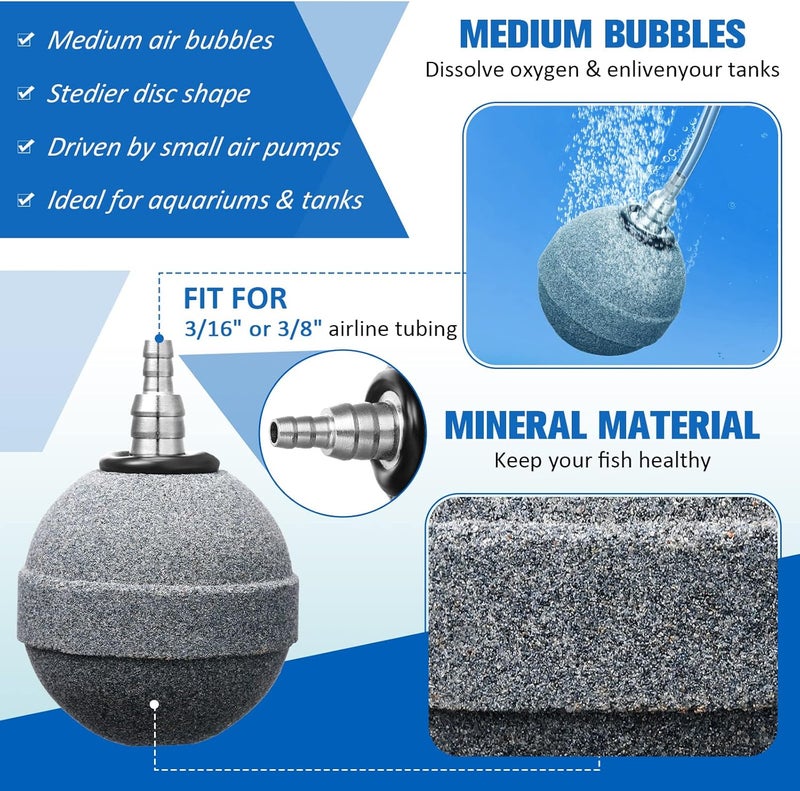 Reginary 10 Pieces Aquarium Air Stones 2 Inch Air Stone for Pond Hydroponics Ball Bubbler Oxygen Diffuser for Pump Fish Tank Bucket and DWC Reservoirs Gray - Image 4