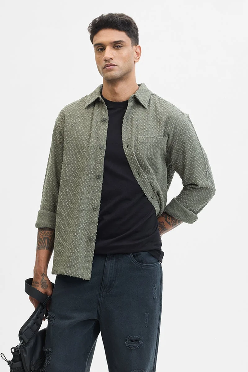 سنيتش قميص خارجي بقصة عادية بنقشة زيتونية