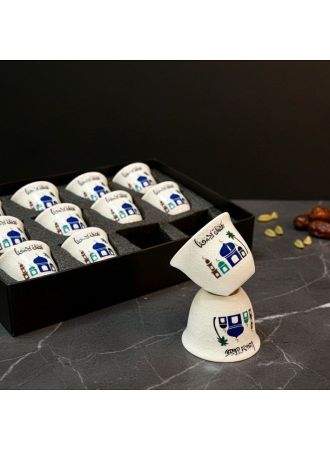 Porcelain Coffee Cup 12 Pcs Set for Ramadan - Image 1