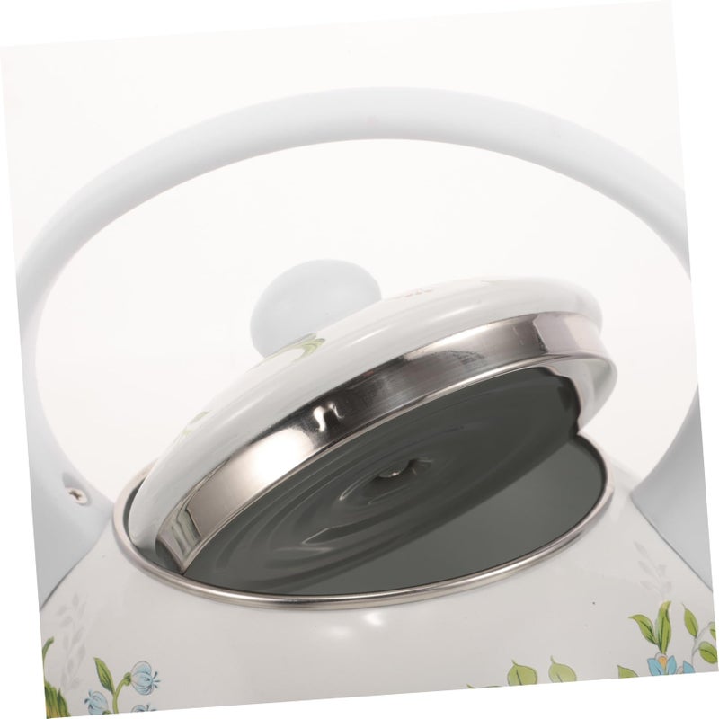 2.2 Liter Enamel Tea Kettle With Whistle Floral Design Stovetop Pot For Large Groups - Image 3