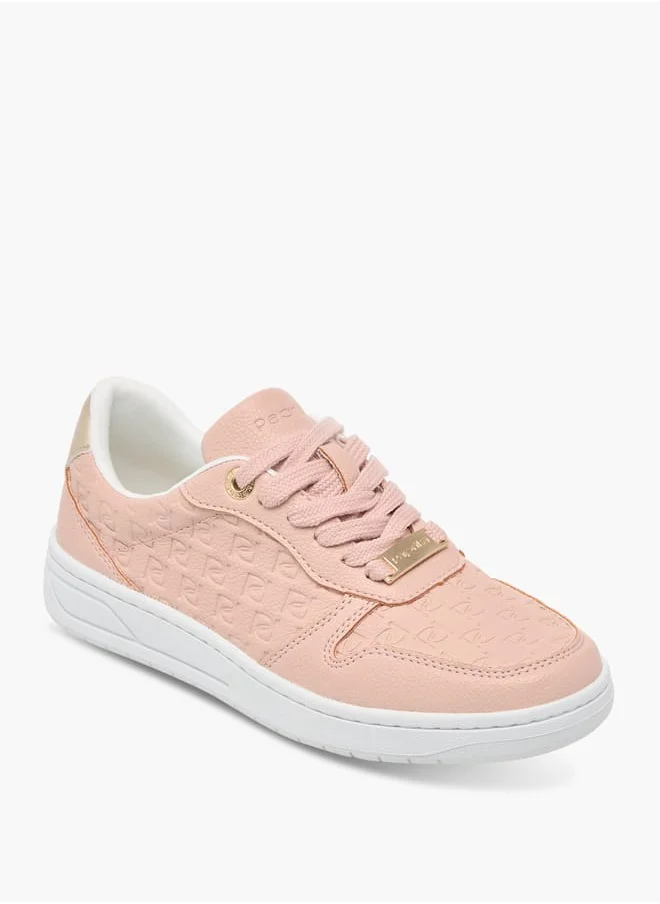 بابريكا Women's Monogram Embossed Sneakers With Lace-Up Closure