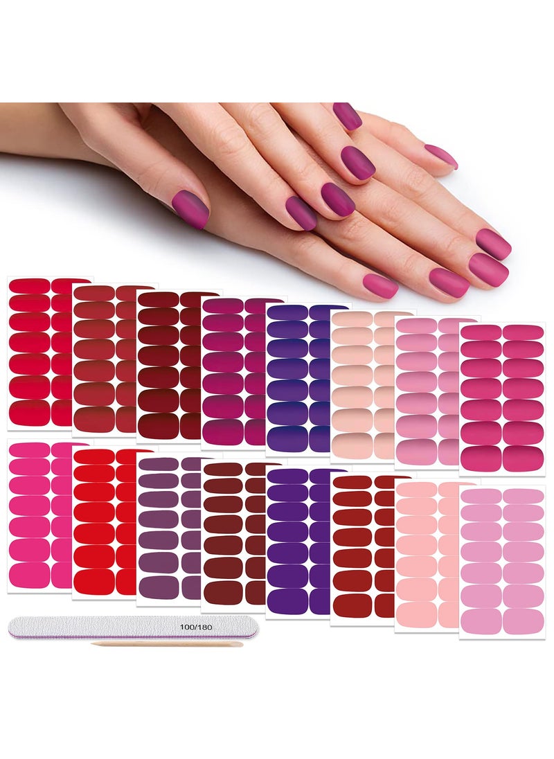 DANNEASY - DANNEASY 16 Sheets Frosted Solid Color Nail Polish Strips Self Adhesive Nail Stickers Full Nail Wraps Nail Strips for Women Nail Art with 1pc Nail File, Cuticle Stick (Mix Effect) - Image 1