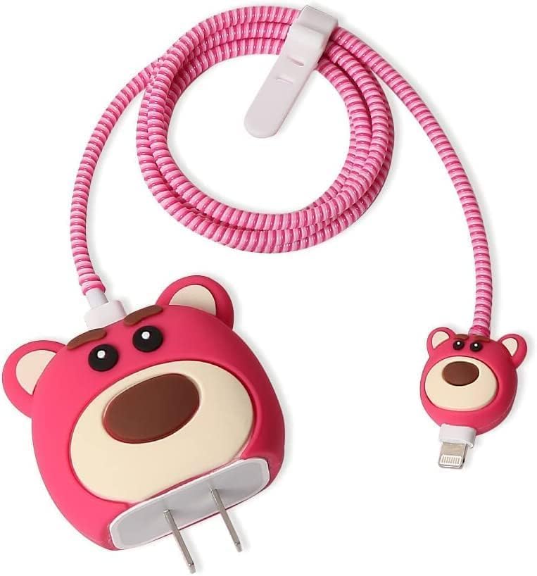 INEFABLE 25W Charger Protector for Samsung, Protective Silicone Case Cover 25W Power Adapter Charger with Wire Saver - Pack of 1 (Red Bear) - Image 3