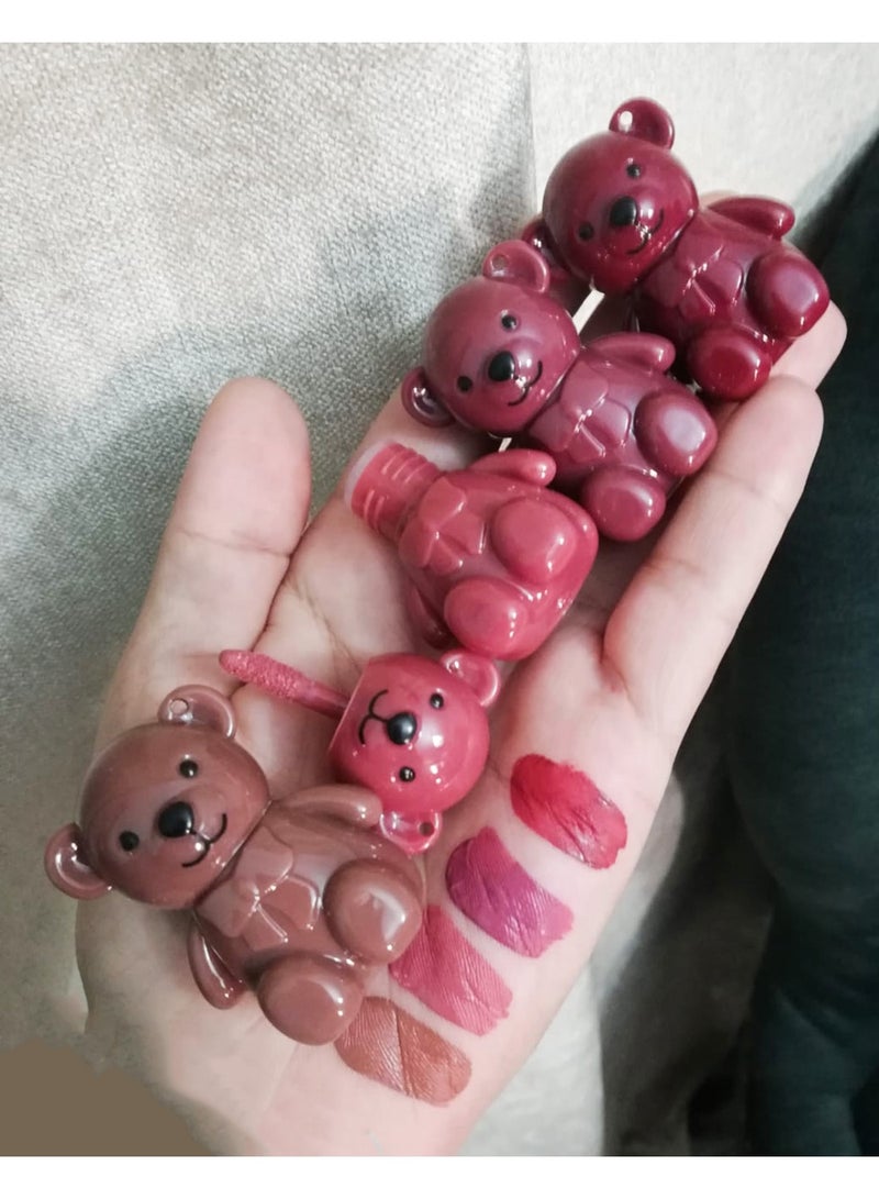 مايت سينما احمر شفاه سائل مط على شكل دبدوب 4 قطع الوان مختلفه جروب رقم 1 - Image 1