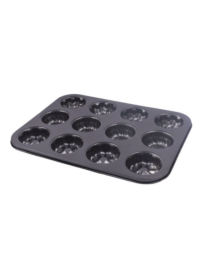 NIBEMINENT Non-Stick Baking Cup Cake Mould Black 35x26.5x3centimeter - Image 1