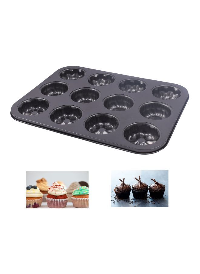 NIBEMINENT Non-Stick Baking Cup Cake Mould Black 35x26.5x3centimeter - Image 2