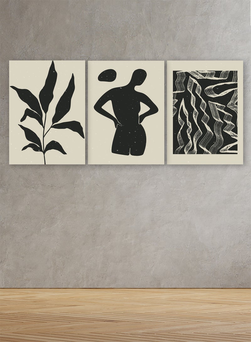 ماركتنا طقم من ثلاث لوحات كانفس على إطار خشبي بتصميم عصري - Image 1