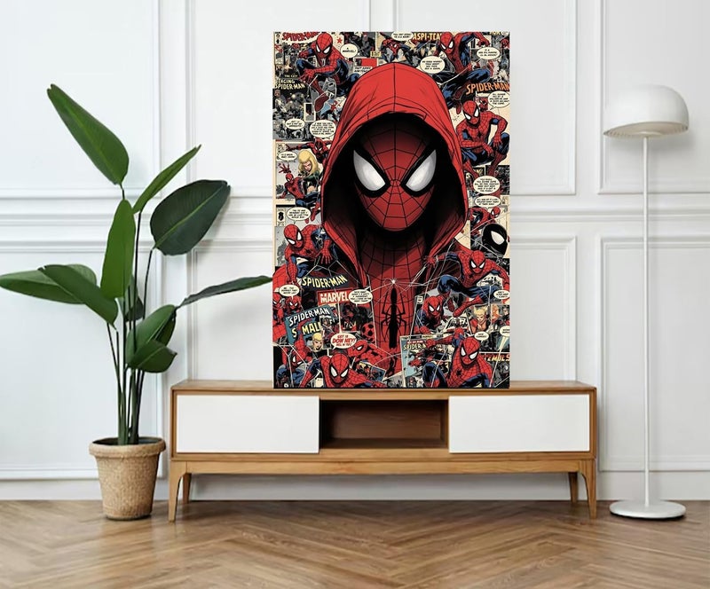 اي ار اس لوحة جدارية قماشية لشخصية سبايدرمان من ARS® - 90 × 60 سم، جاهزة للتعليق - Image 1