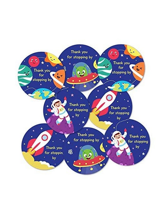 weRevel Paper Space Theme Thank You Party Self-Adhesive Stickers, 40 Count, 2 Inches, Round, 4 Unique Designs - Image 2