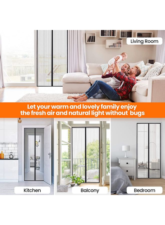 Aknur Magnetic Closure Heavy Duty Mesh Screen Doors With Magnets Multicolor 100x210cm - Image 5