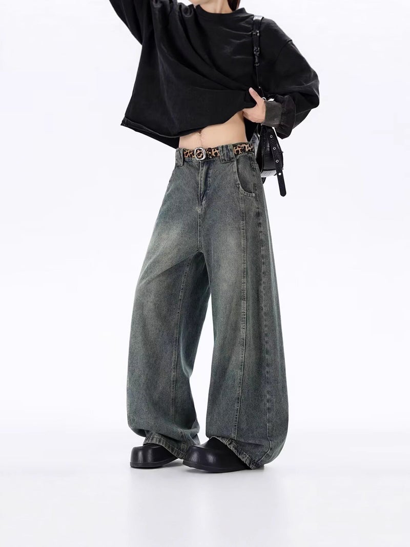 Narrow Straight-Leg Wide-Leg Jeans for Men, 2025 Autumn New Fashion Brand High-Waisted Loose Slimming Women's Pants