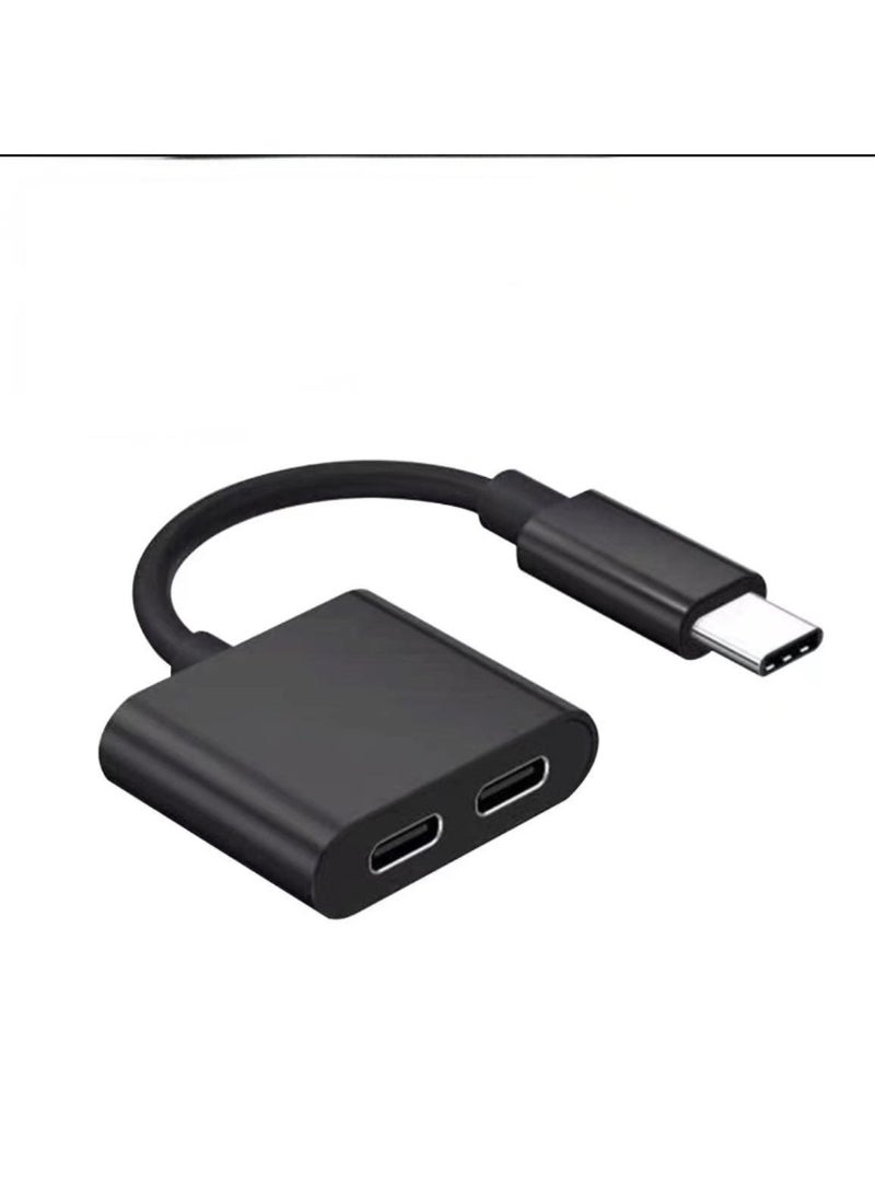 Golau USB-C Splitter (Audio + Charge Adapter) USB-C Headphone Adapter, USB-C PD Fast Charging Black - Image 1