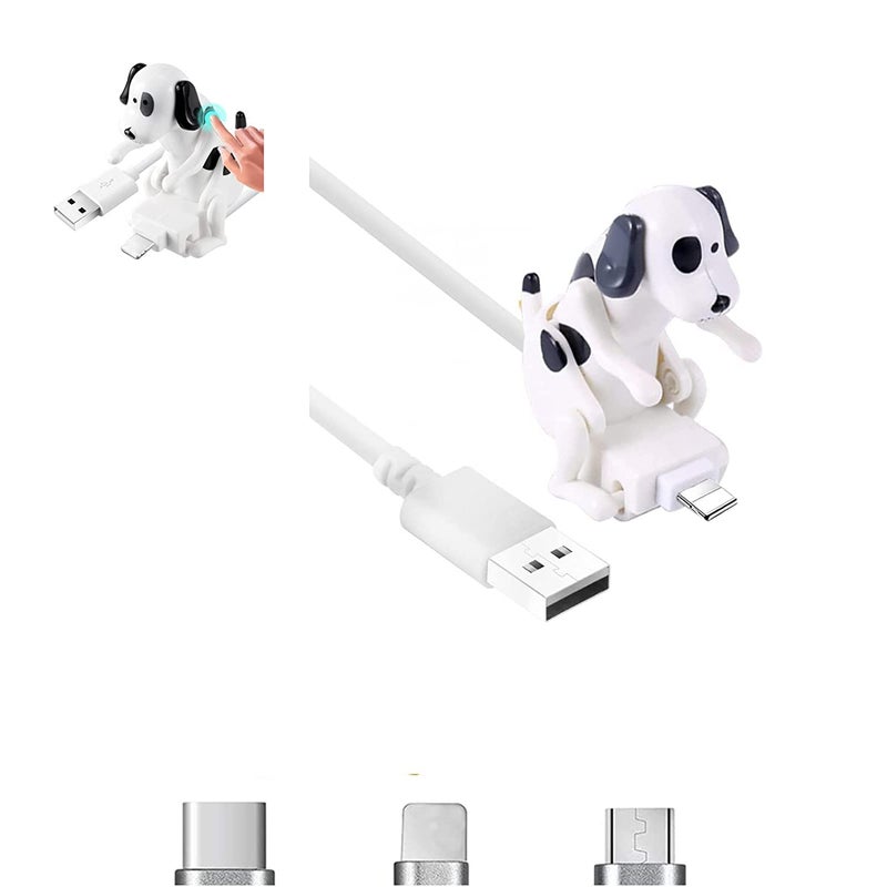 كلاراكو كابل شحن مضحك على شكل كلب ضال للهواتف الذكية - كابل شحن ونقل بيانات USB للهواتف المحمولة - كابل شحن USB مبتكر - كابل صغير على شكل كلب ضال لمنفذ USB (النوع C، أبيض) - Image 3