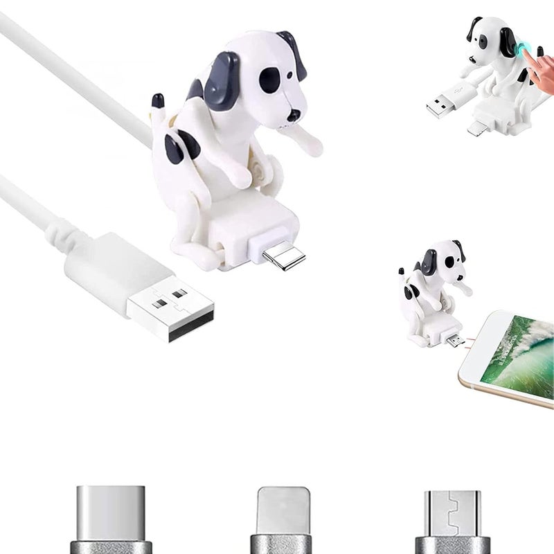 كلاراكو كابل شحن مضحك على شكل كلب ضال للهواتف الذكية - كابل شحن ونقل بيانات USB للهواتف المحمولة - كابل شحن USB مبتكر - كابل صغير على شكل كلب ضال لمنفذ USB (النوع C، أبيض) - Image 1