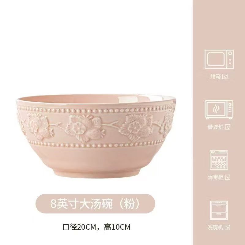 CME Underglaze Embossed Strawberry Cream Style High-Appearance Ceramic Dinnerware Set Household 2026 New Bowls Plates Dishes - Image 2