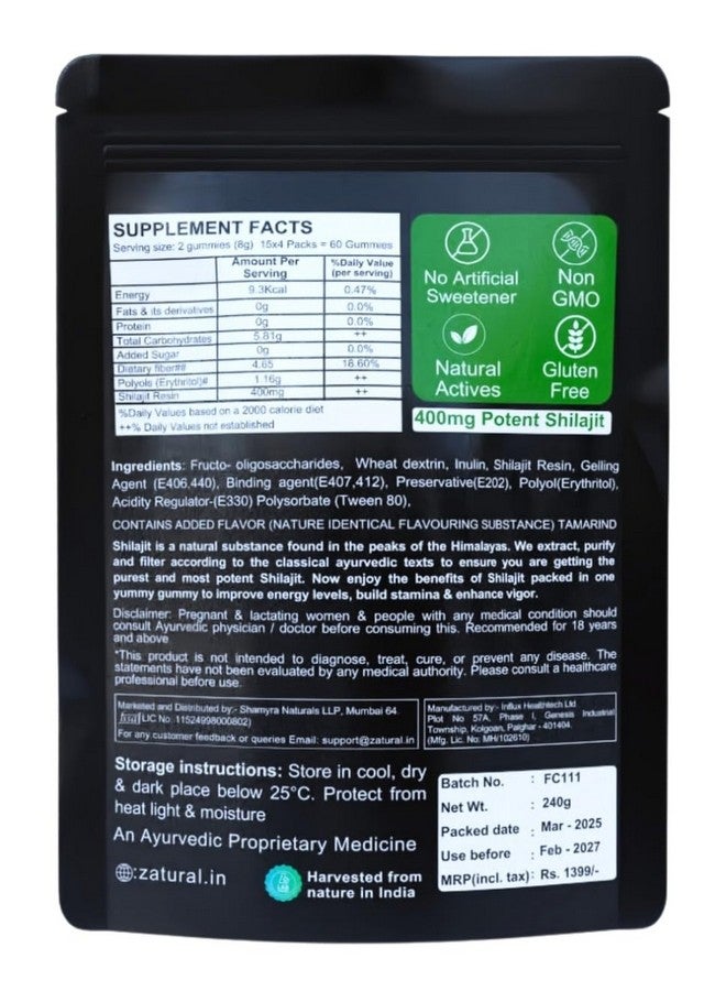 Zatural Zatural Pre-Workout Gummies with Raw Shilajit | 400mg Potent Himalayan Shilajit | 75% Fulvic Acid | Clean Energy, Focus & Strength | 60 Gummies  - Image 2