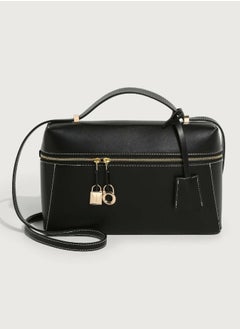 Loquat Ladies' Stylish Big Capacity Box Handbag Single Shoulder Crossbody Bag Black  - Image 1
