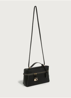 Loquat Ladies' Stylish Big Capacity Box Handbag Single Shoulder Crossbody Bag Black  - Image 2
