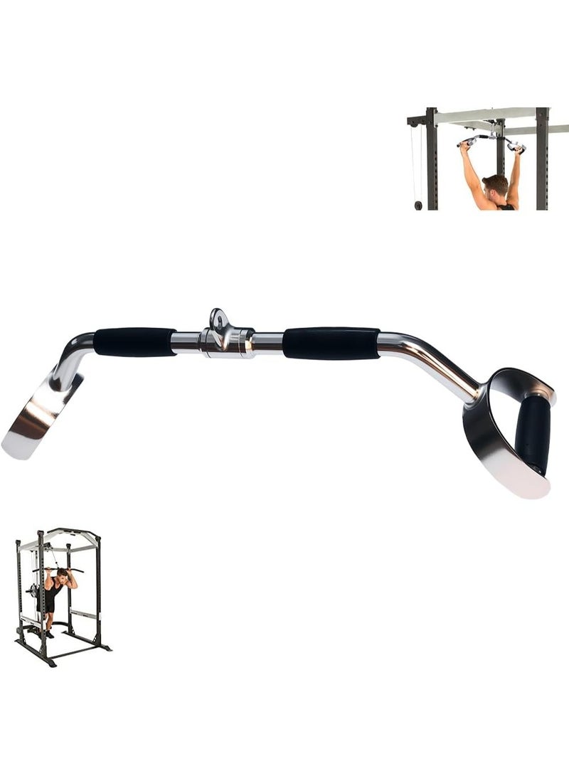 بار سحب علوي بطول 24 بوصة على شكل حرف في، مصنوع من الفولاذ الصلب، مزود بمقبض دوّار ومقابض مطاطية، أداة تمارين متعددة لتقوية عضلات الترايسبس والظهر والذراعين والكتفين - Image 2