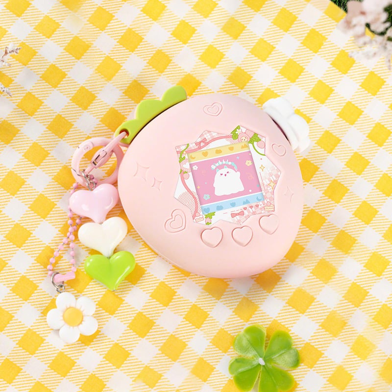 BUBBLELOGUS Strawberry Bubble Protective Case for Tamagotchi Paradise, Soft TPU Silicone Cover with Faceplate, Flower Shaped Zoom Dial Cap & Charms Set, Anti-Scratch & Waterproof (Pink) - Image 5