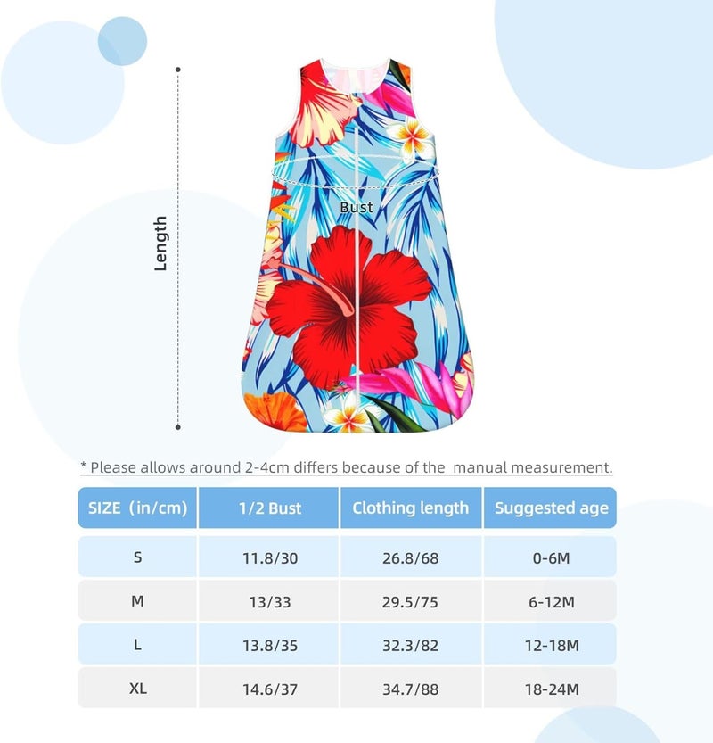 Blue Tropical Hibiscus Flowers Baby Wearable Blanket Infant Boys Girls Sleeping Bags for Newborn Large - Image 5