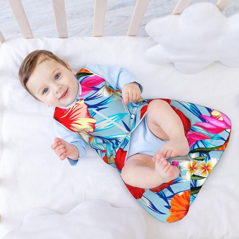Blue Tropical Hibiscus Flowers Baby Wearable Blanket Infant Boys Girls Sleeping Bags for Newborn Large - Image 3