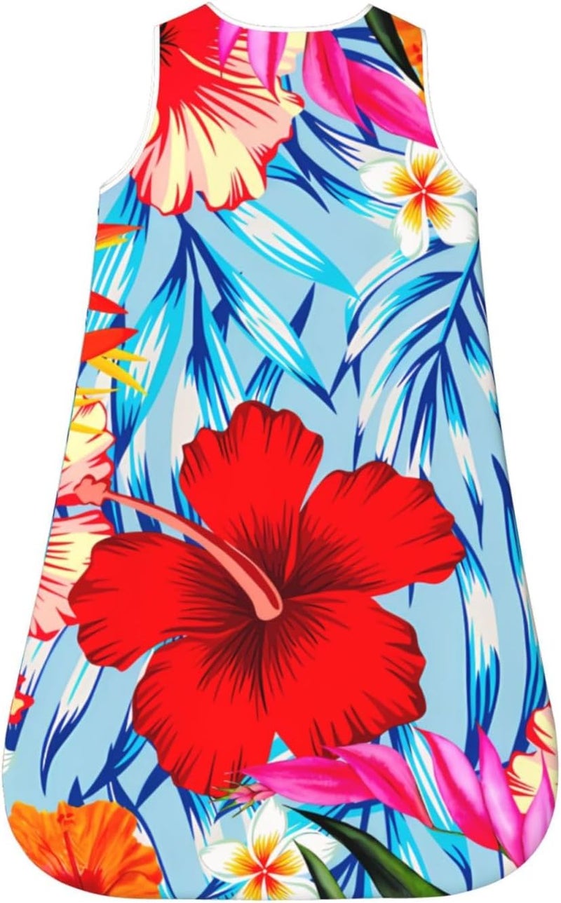 Blue Tropical Hibiscus Flowers Baby Wearable Blanket Infant Boys Girls Sleeping Bags for Newborn Large - Image 2
