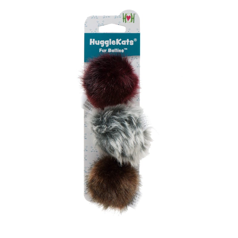 HuggleHounds HuggleKats Cat Toys Kitten Toys for Bored Indoor Cats Perfect for Moving Exercise Biting Chewing Fur Ballies 3 Pack - Image 2
