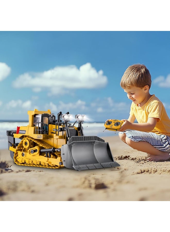 JAJEEK RC Metal Bulldozer Toy – Heavy-Duty Remote Control Construction Tractor Loader with Lights & Sound, Durable Electric Engineering Vehicle Truck for Boys Kids Ages 7–12, Birthday Gift - Image 4