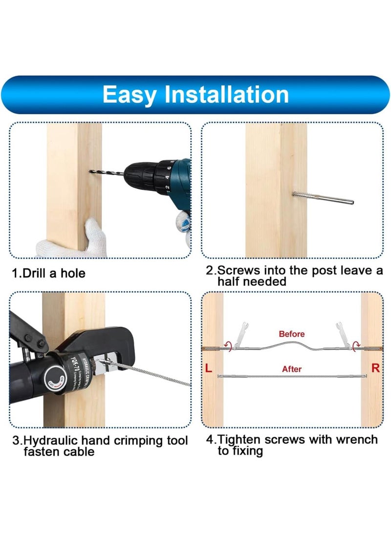 GGOOT 100 Pack Cable Railing Hardware & Hydraulic Crimper Tool for Deck Cable Railing Kit,DIY Balustrade,Wire Railing Kit  - Image 3