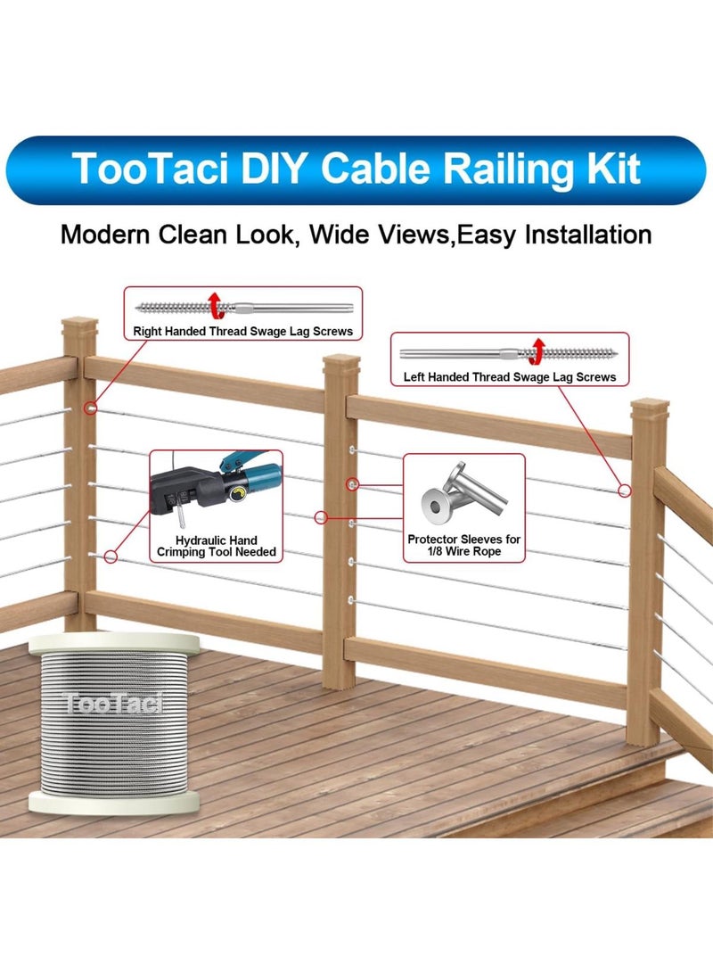 GGOOT 100 Pack Cable Railing Hardware & Hydraulic Crimper Tool for Deck Cable Railing Kit,DIY Balustrade,Wire Railing Kit  - Image 5
