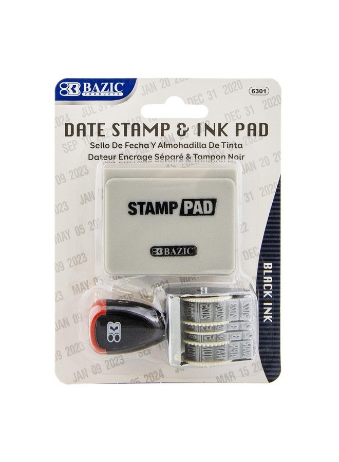 Bazic Products Bazic Date Stamp And Ink Pad (Black Ink) 12 Years Of Dates Nickelplated Steel Stamp Impression Size 1 X 0.15 Great For Office Shipping Receiving Accounting Expiration Due Dates 1Pack  - Image 1