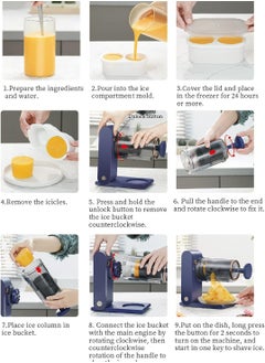 Generic Shaved Ice Maker Snow Cone Rechargeable Slushie Machine Ice Cream Maker for Kids and Family Portable USB Charger 2 Set Block Ice Molds  - Image 5