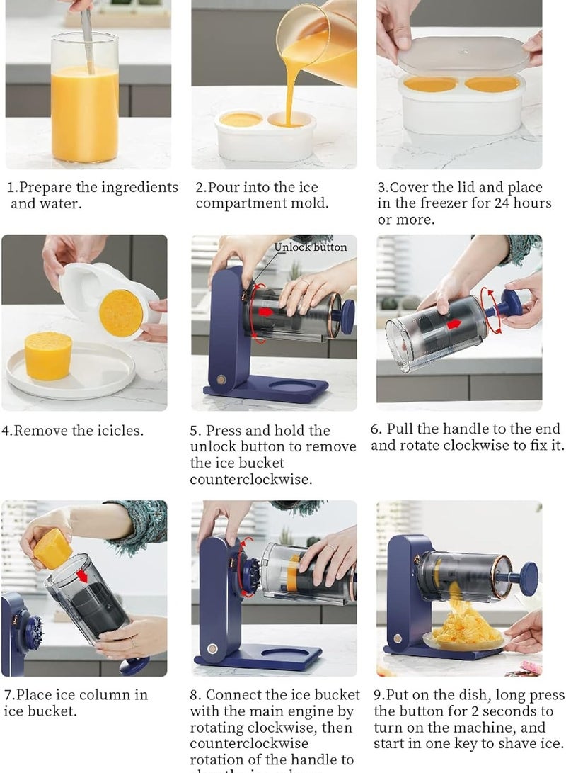 Shaved Ice Maker Snow Cone Rechargeable Slushie Machine Ice Cream Maker for Kids and Family Portable USB Charger 2 Set Block Ice Molds  - Image 5