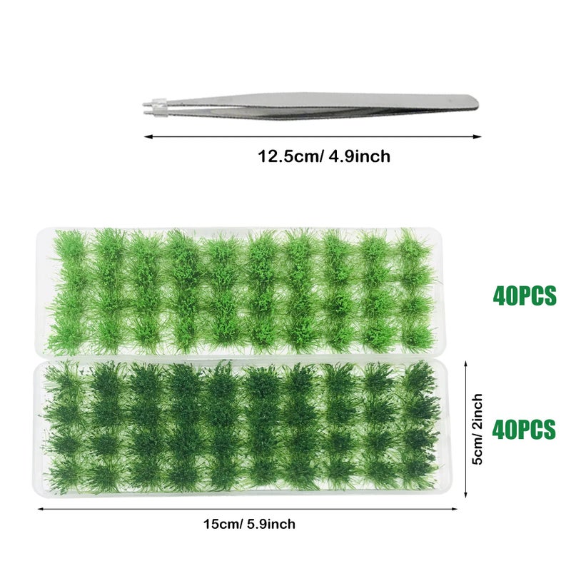 Cayway 3 PCS Static Grass Tuft Model Grass Tufts Terrain Model Kit Resin Static Scenery Model Miniature Shrubs Bushes and Tweezers for Train Landscape Railway Artificial Grass Modeling - Image 2