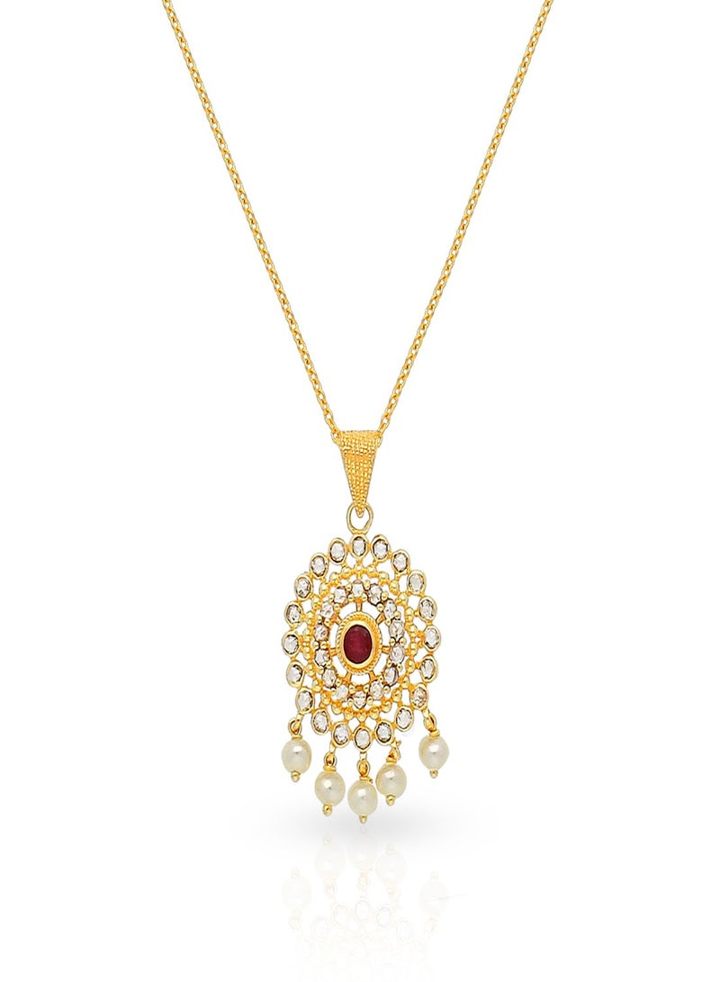 Malabar Gold and Diamonds 22 Carat 916 Purity Yellow Gold Uncut Diamond Pendant EGNPRE606PN5Y For Women  - Image 1