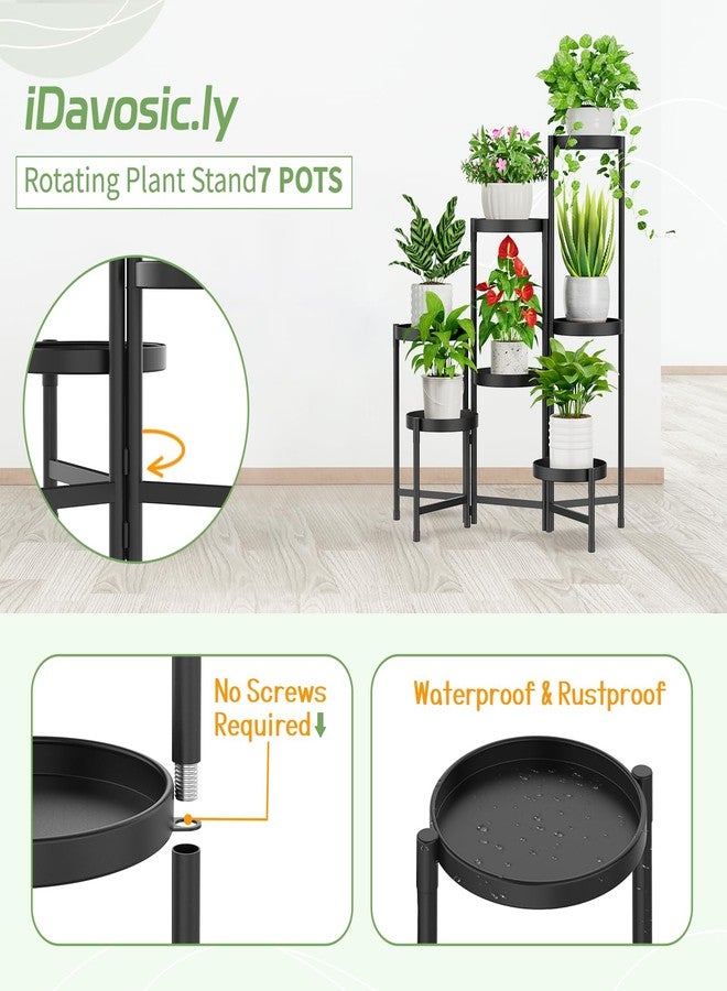 iDavosic.ly Plant Stand Indoor Outdoor, 7 Tier Corner Metal Flower Display Holder Shelf, Folding Tall Orchid Rack for Patio Balcony Porch Garden Living Room House, Black - Image 4