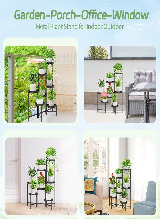 iDavosic.ly Plant Stand Indoor Outdoor, 7 Tier Corner Metal Flower Display Holder Shelf, Folding Tall Orchid Rack for Patio Balcony Porch Garden Living Room House, Black - Image 3