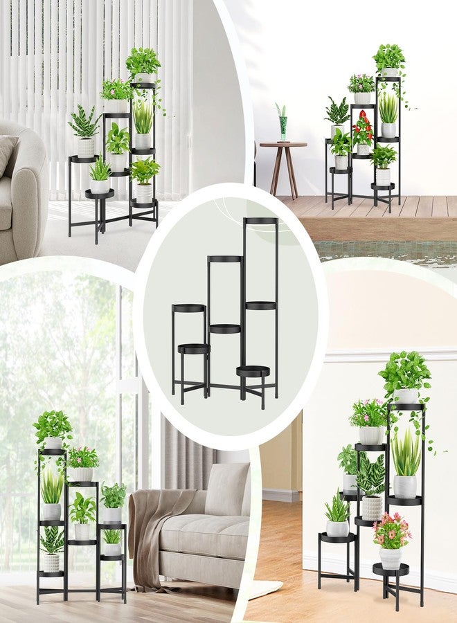 iDavosic.ly Plant Stand Indoor Outdoor, 7 Tier Corner Metal Flower Display Holder Shelf, Folding Tall Orchid Rack for Patio Balcony Porch Garden Living Room House, Black - Image 5