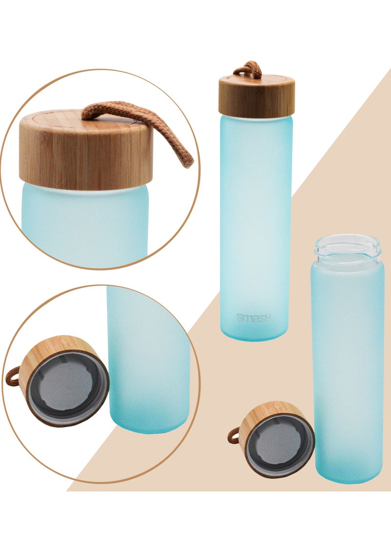 smash Fashion Glass Water Bottle With Wooden Cap 600ml - Image 3