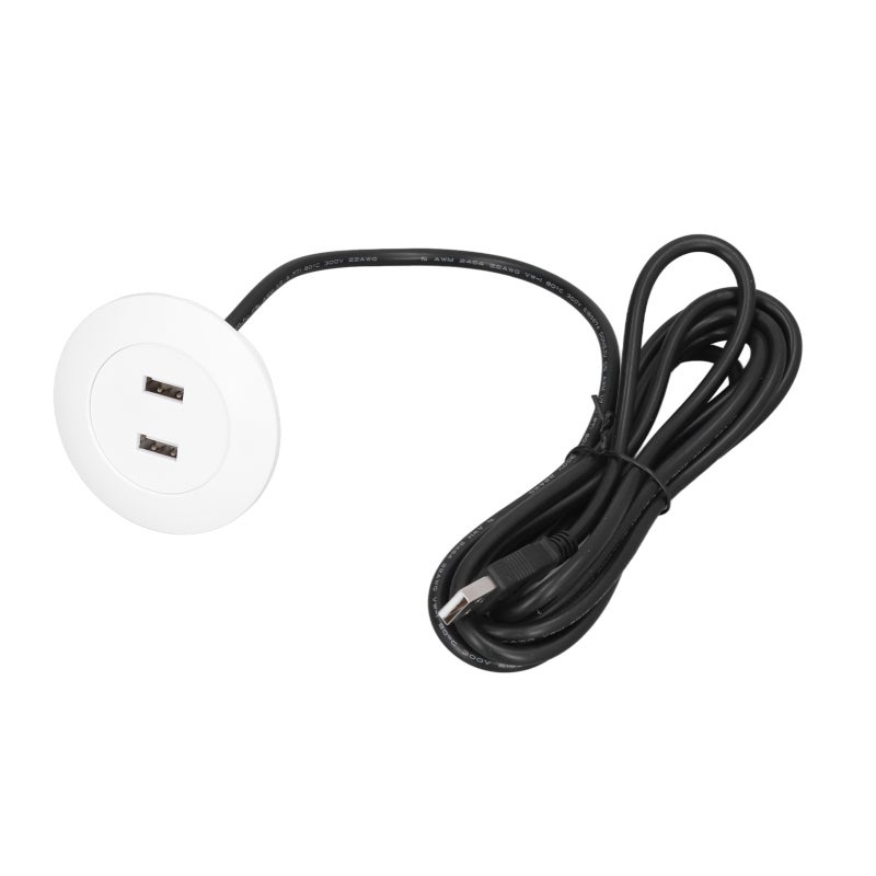 مقبس شحن مزدوج USB: تصميم رخامي أبيض مع حماية دائرة - منفذ USB ذكي سريع الشحن للحائط لاستخدامه في الأثاث المنزلي والجانب السرير - Image 4
