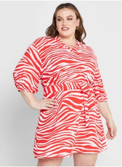 Vero Moda Curve Printed Tie Detail Dress  - Image 1